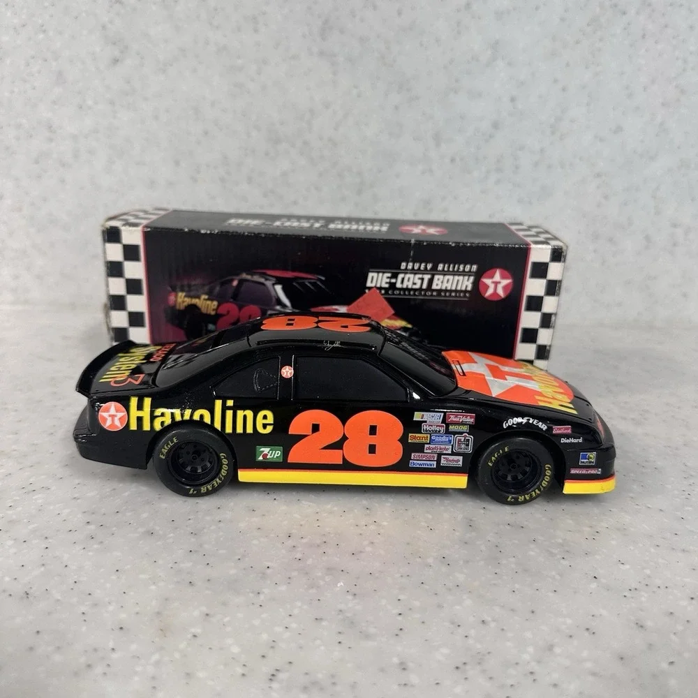 1993 Davey Allison #28 Havoline Ford T-Bird Racing Champions 1:24 Diecast Bank